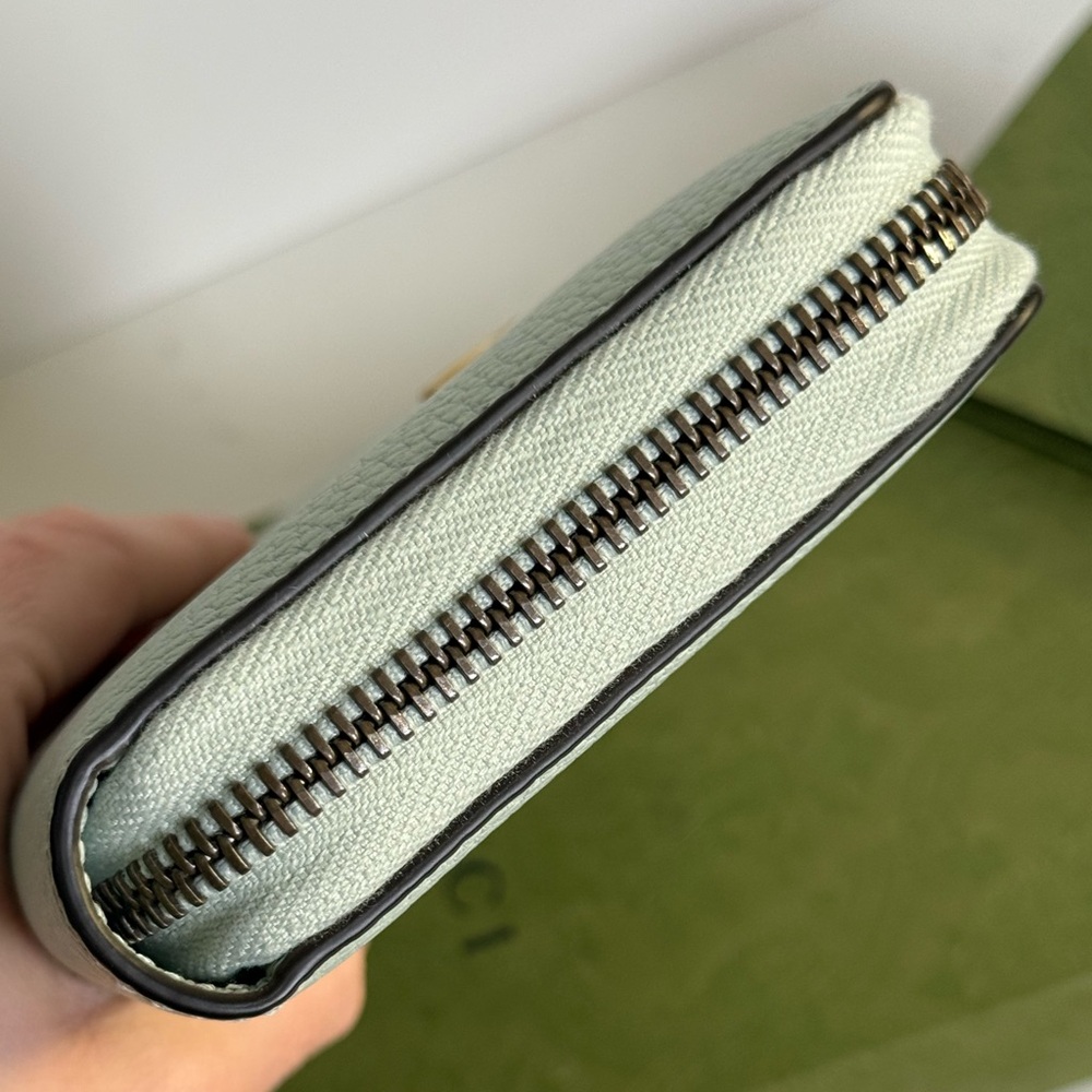 GUCCI GG Marmont Zip Around Wallet w/ Bamboo in Teal ~ NWT & COA - Picture 6 of 15